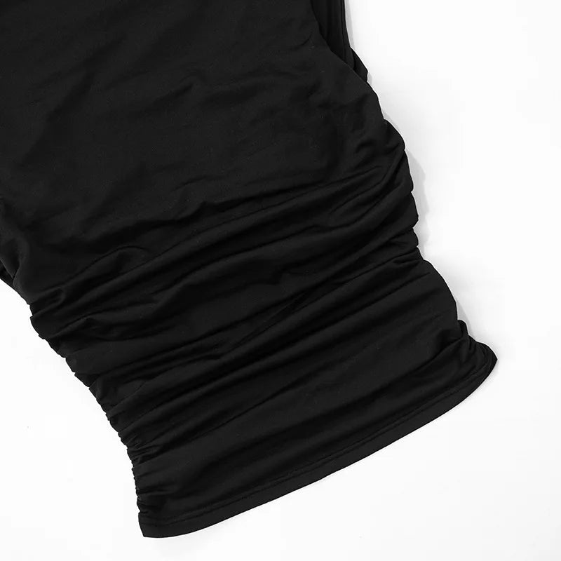 Cowl Neck Backless Tank Tops Summer 2025 Woman Clothing Fashion Sexy Sleeveless T Shirts Black