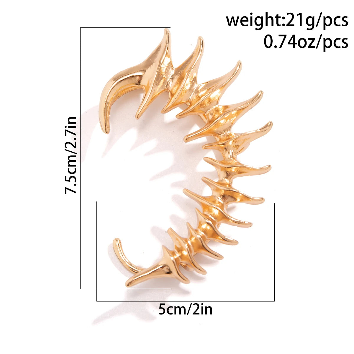 1PC Unique Left Ear Spine Bone Clip Earrings for Women No Piercing Fake Cartilage Geometric Clips Jewelry Accessories