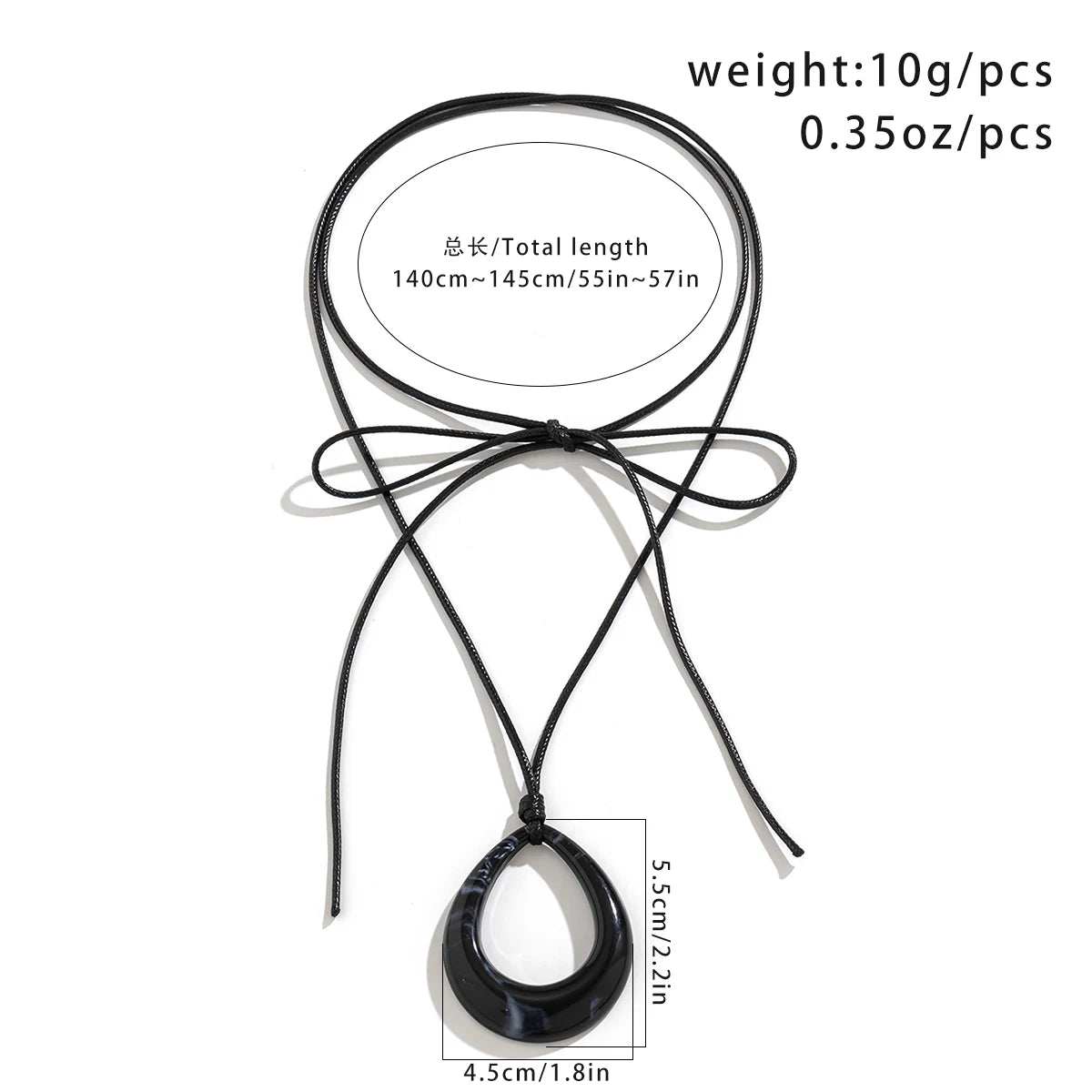Vintage Hollow Out Big Water Drop Pendant Necklace For Women Personality Black Leather Wax Thread Rope Choker Jewelry