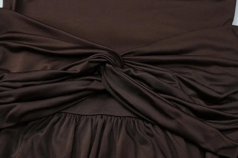 Off Shoulder Long Sleeve Pleated Dresses Women' S Clothes Solid Color French Elegant Maxi Dress Autumn 2025