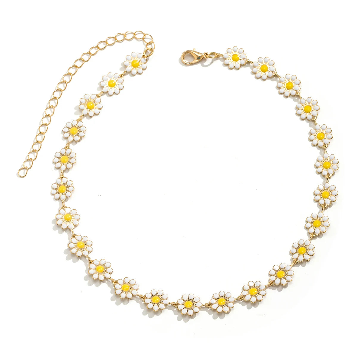 Kpop Flower Daisy Clavicle Chain Necklace for Women Wed Summer Sweet Short Choker Fashion Statement Jewelry Gift Y2K Accessories