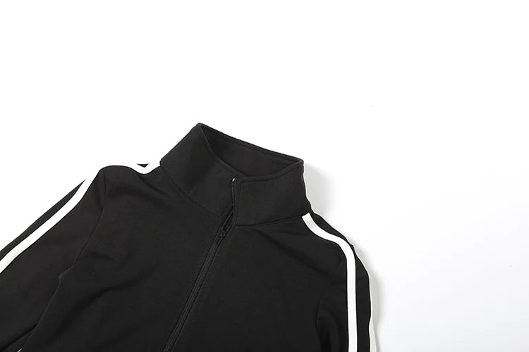 Zip Jacket Women Stripe Stretch Skinny Autumn Trend Sporty Simple Hottie Classic Streetwear Y2K Casual Hipster Coat