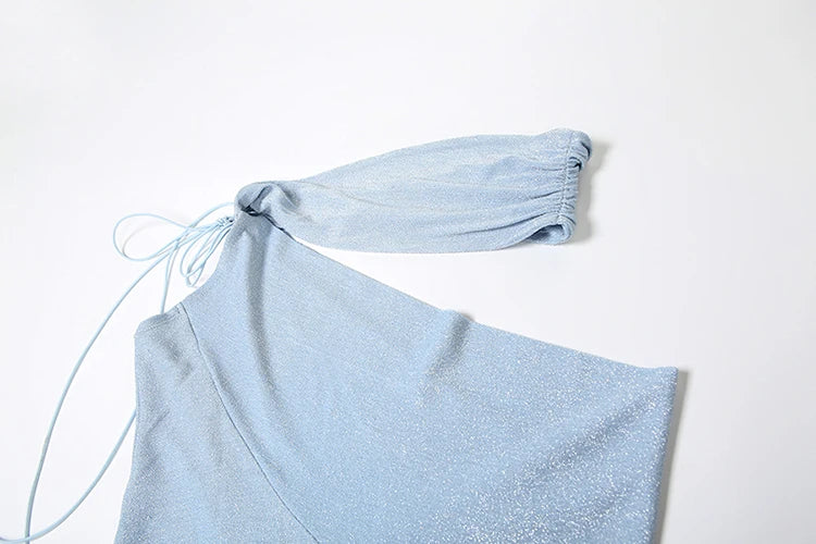 Irregular Hollow Dress Women Bright Silk Backless Sleeveless Skinny Sexy Elegant Birthday Clubwear Bandage Vestidos