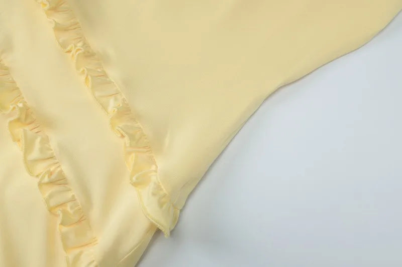 One Shoulder Backless Frilly Long Dresses Yellow Elegant Dresses for Woman Summer Vacation Outfits