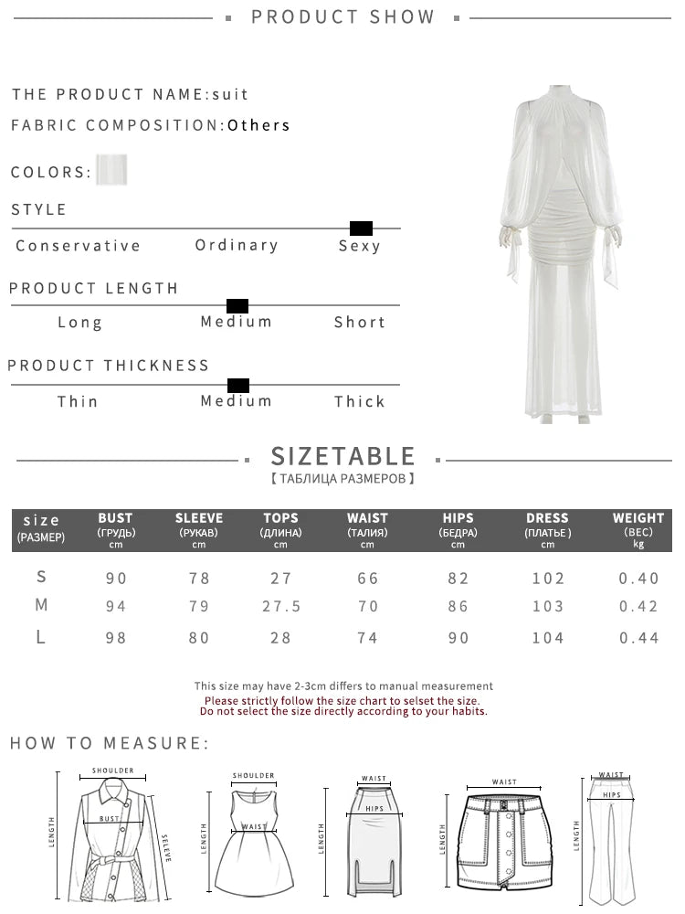 Bat SleeveSexy 2 Piece Set Women Mesh Hollow Irregular Bandages Turtleneck Top+Ruched Skirt Chic Party Elegant Suits