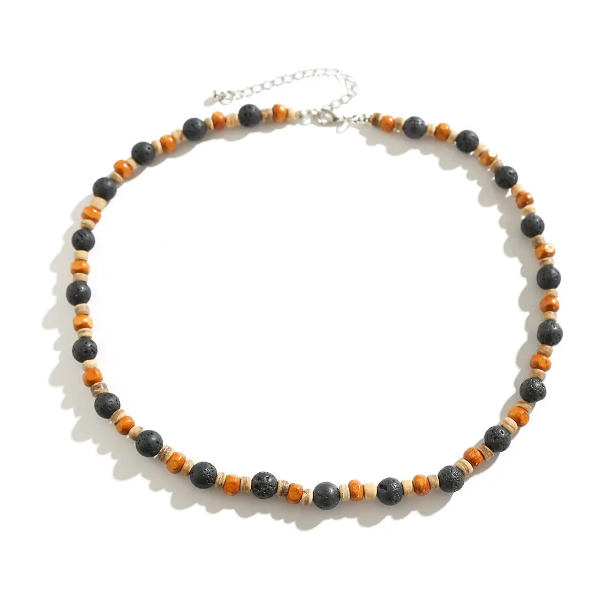 Retro Boho Wood Bead Stone Chain Necklace for Men Punk Simple Short Clavicle Choker Y2K Accessories Fashion Jewelry Gift Party