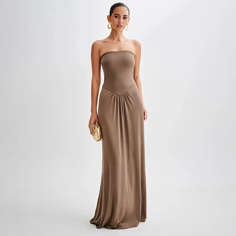 Strapless Backless Long Maxi Dress Women Summer 2024 Fashion Party Dresses Woman Elegant Night
