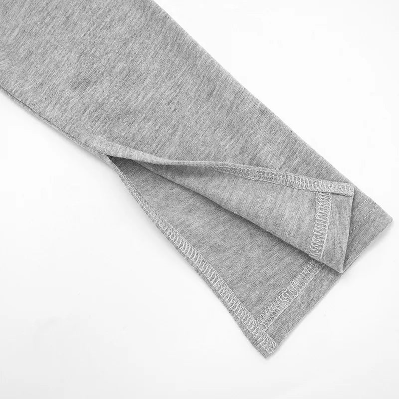 One Shoulder Slit Long Sleeve Tee Shirts Ladies Casual Grey Tops Woman's Clothes Fall