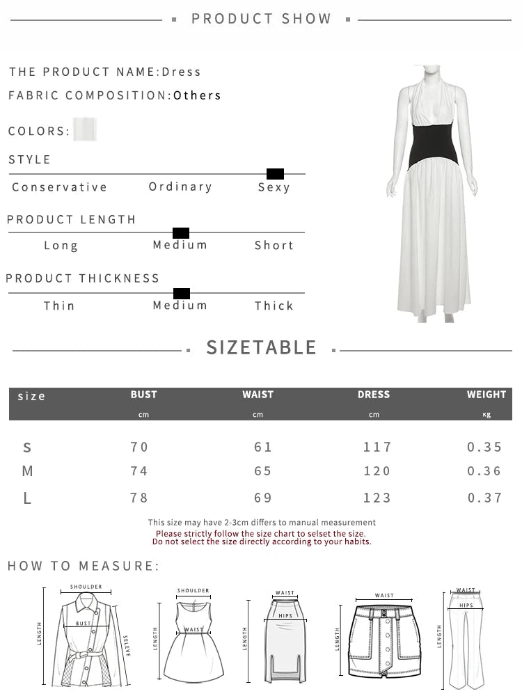 Contrast Patchwork Dress Women Halter Low-Neck Backless Ruched Ruffles Hem Vacation Beach Party Elegant Long Bodycon