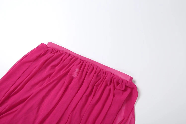 Y2K Sexy 2 Piece Set Women See Through Midnight Irregular Full Sleeve Crop Tops+Ruched Split Skirts Matching Clubwear