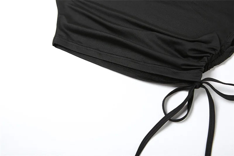 Sexy Two Piece Set Women Outfit Asymmetrical Long Skirt and Crop Top Elegant Dresses for Women