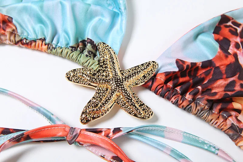 Floral Print Sexy 3 Piece Mini Micro Bikinis Set Beach Wear Summer Outfit Woman 2025 Vacation Skirt Sets