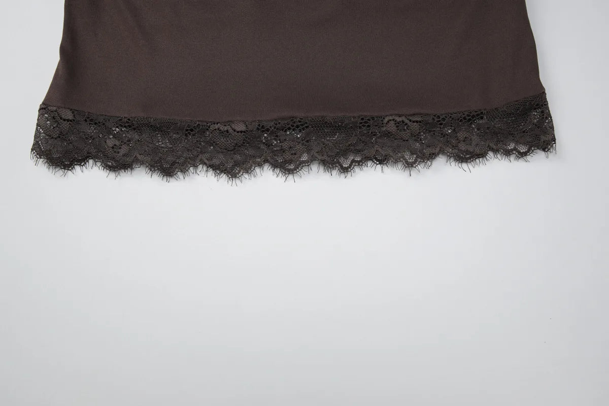 Lace Trim Cowl Neck Halter Tops for Woman Sexy Y2k Clothes Backless Crop Top Tanks Camis Summer 2026