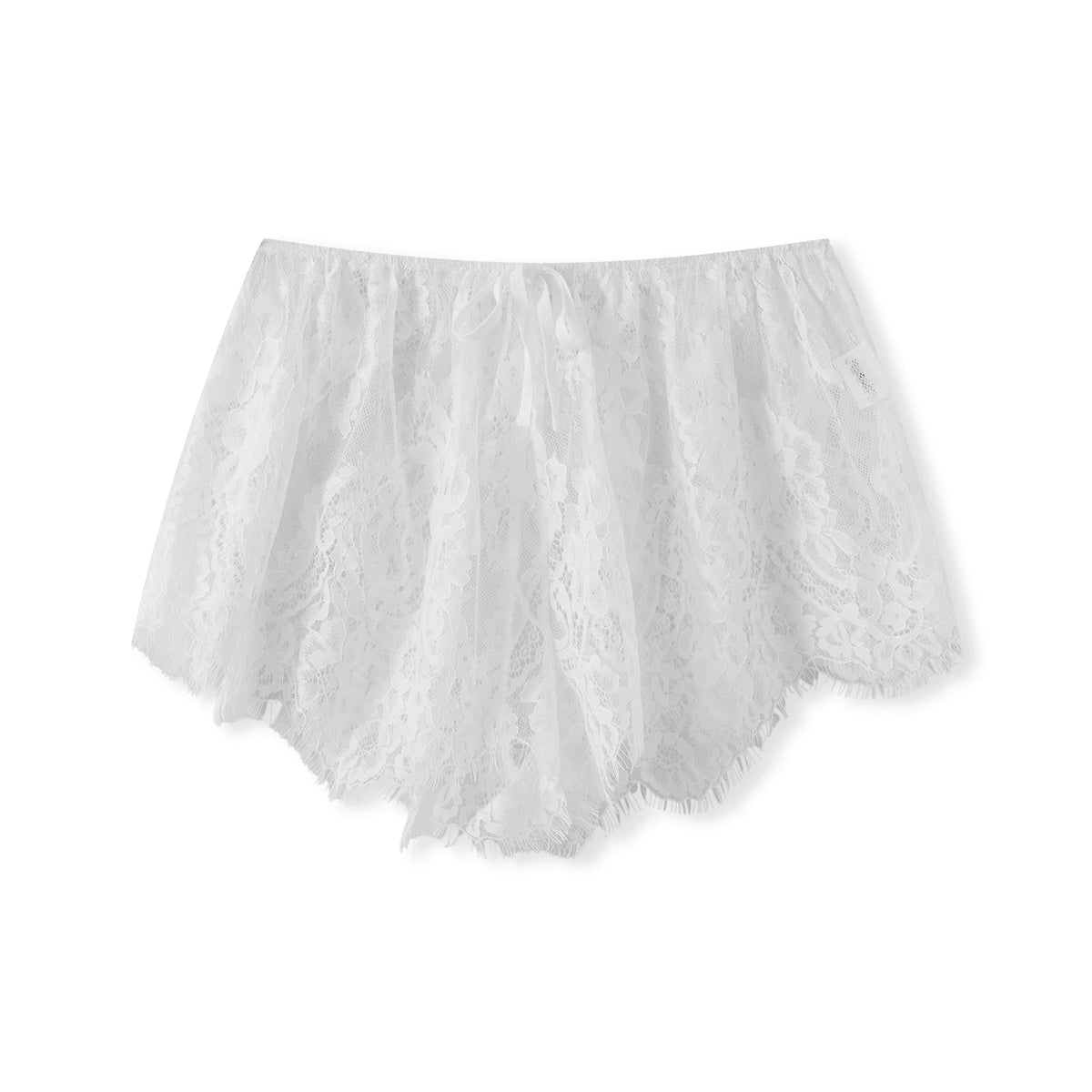 Women’s Solid Color Lace See Through Shorts Casual Elastic Waist Wide Leg Lingerie Shorts Summer Lounge Bottoms