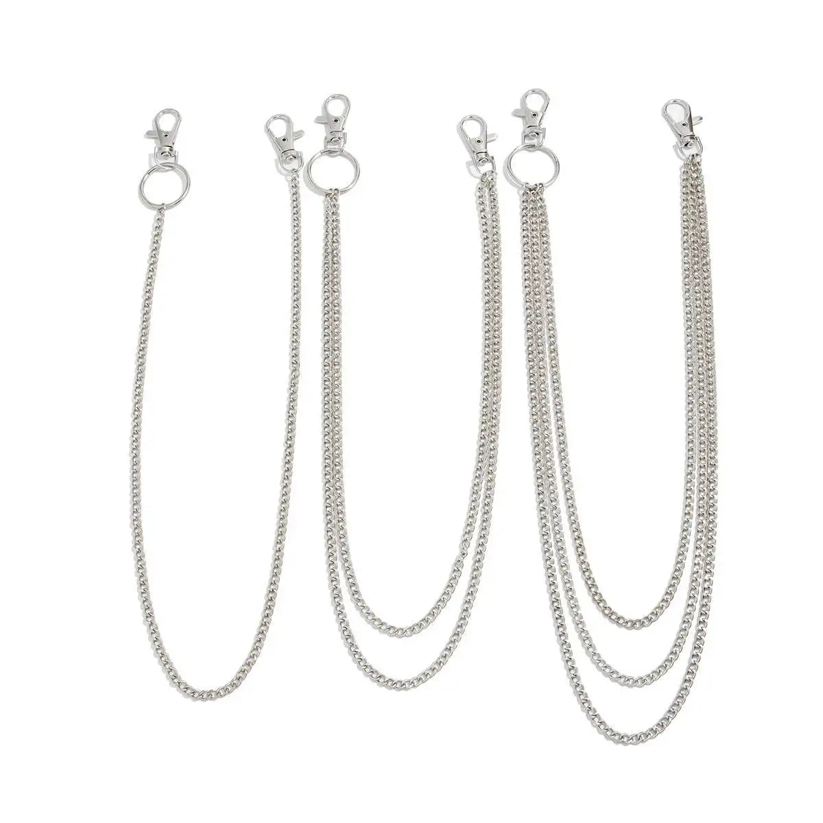 3Pcs/Set Hip Hop Multilayer Metal Keychain Waist Belts Chain for Women Men Punk Trousers Pants Chain Street Jewelry