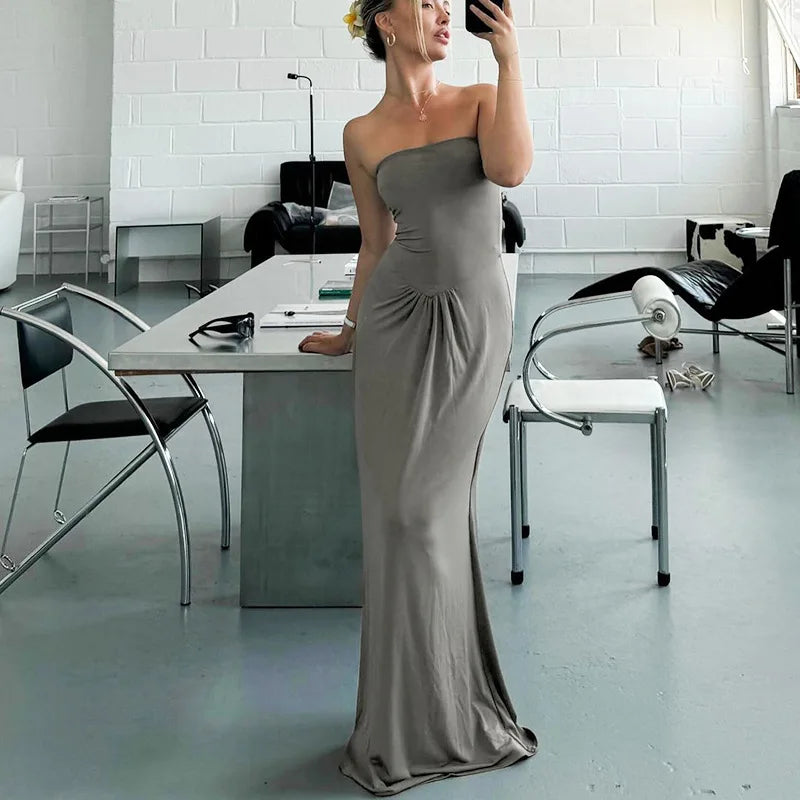 Strapless Backless Long Maxi Dress Women Summer 2024 Fashion Party Dresses Woman Elegant Night