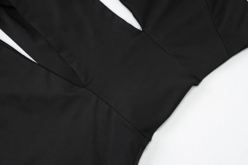 Sexy Asymmetrical Black Dress Party Tie Up Hollow Out Halter Backless Split Long Dresses for Woman