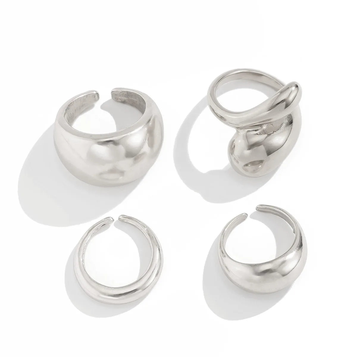 Trendy Exquisite Irregular Geometric Rings Set Women Creative Simple Metal Opening Finger Ring Aesthetics Jewelry Gift
