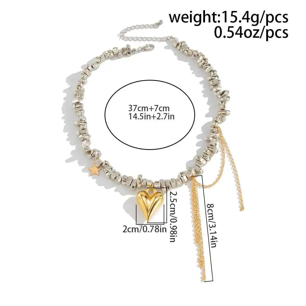 2025 Trendy Love Heart Pendant Necklace for Women Vintage Elegant Irregular CCB Beaded Choker Necklace Charm Jewelry