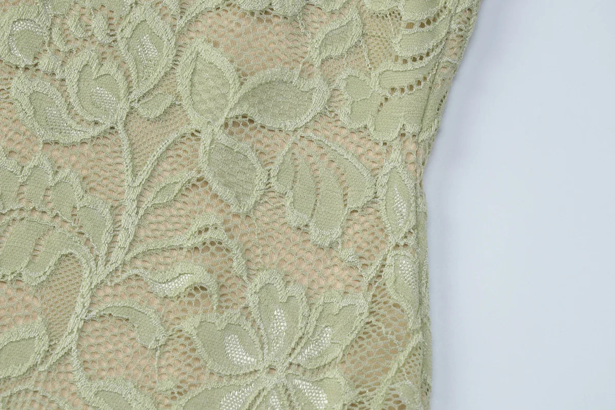 Green Lace Bodycon Dress for Summer Night Club Outfits Sexy Tie Front Halter Backless Mini Dresses for Woman