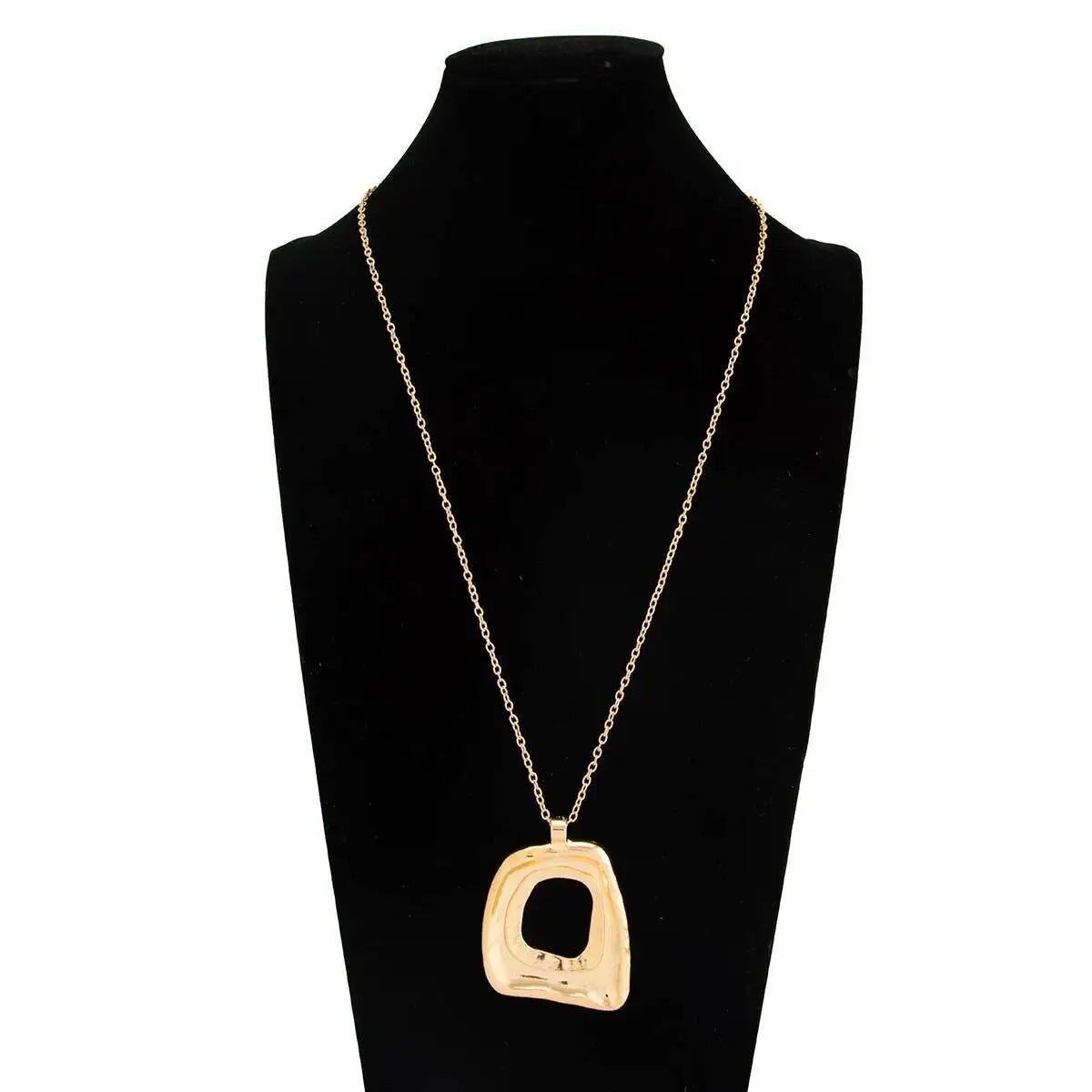 Vintage Irregular Square Pendant Necklace for Women Trendy Simple Adjustable Metal Long Chain Punk Jewelry Accessories