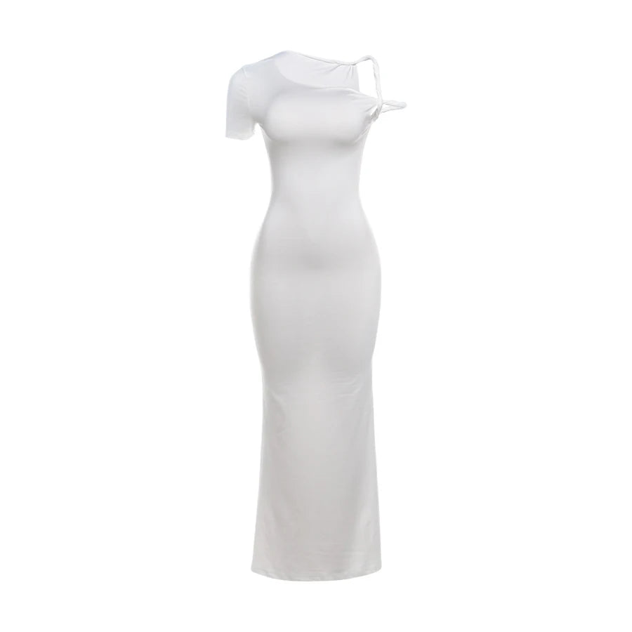 Bandage Dress Woman Summer Sexy Irregular Solid Sheath Chic Stretch Body-Shape Smooth Birthday Party Elegant Bodycon