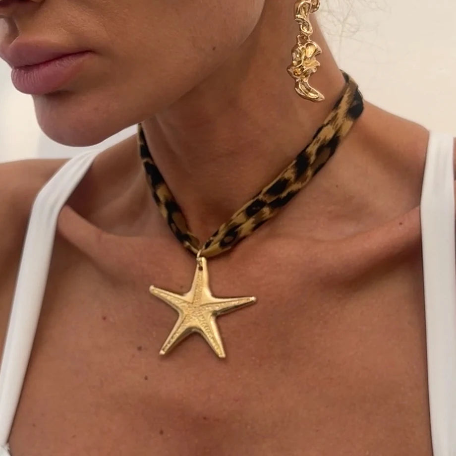 7 Styles Ethnic Multilayer Velvet Chain Necklace Women 2025 New Fashion Metal Conch Starfish Heart Pendant Neck Jewelry