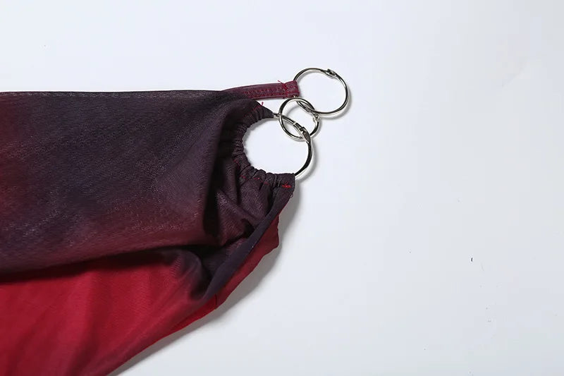 Spaghetti Strap Backless Split Maxi Dress Red Print Sheer Sexy Summer Beach Vacation Dresses 2025 Woman