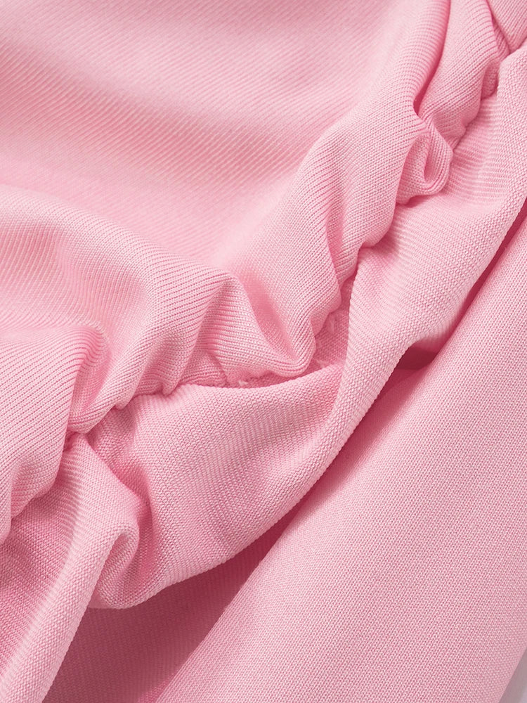 Metal Rings Patchwork Mini Dress Women Irregular Hollow Cross Bandage Midnight Sexy Skinny Peach Hip Street Outfits