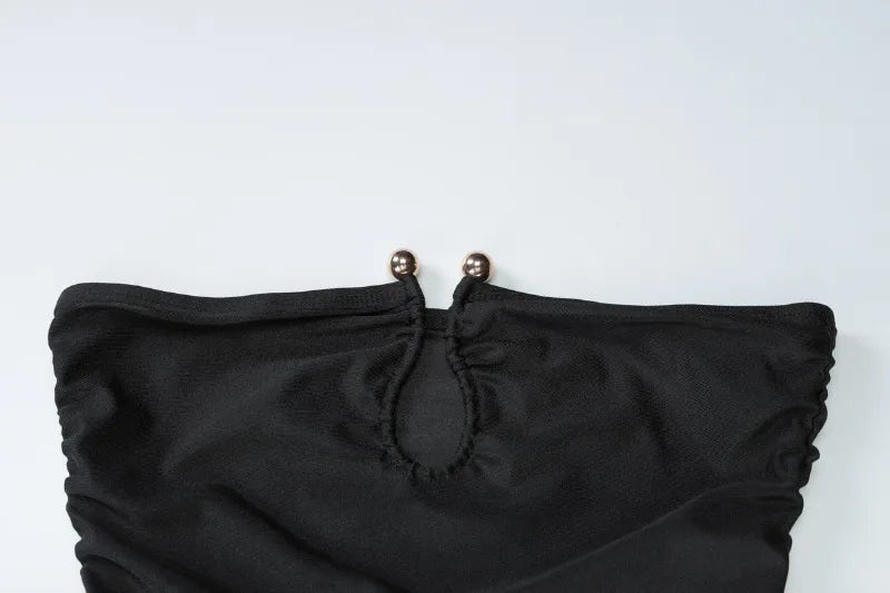 Deep V Strapless Backless Bodycon Long Dresses Sexy Black Party Dress for Women Clothing Clubwear