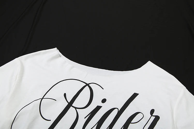 Letter Print Crop Tops Women Summer Trend Wild Biased Collar Street Skinny Simple Classic Streetwear Daily Soft Tees