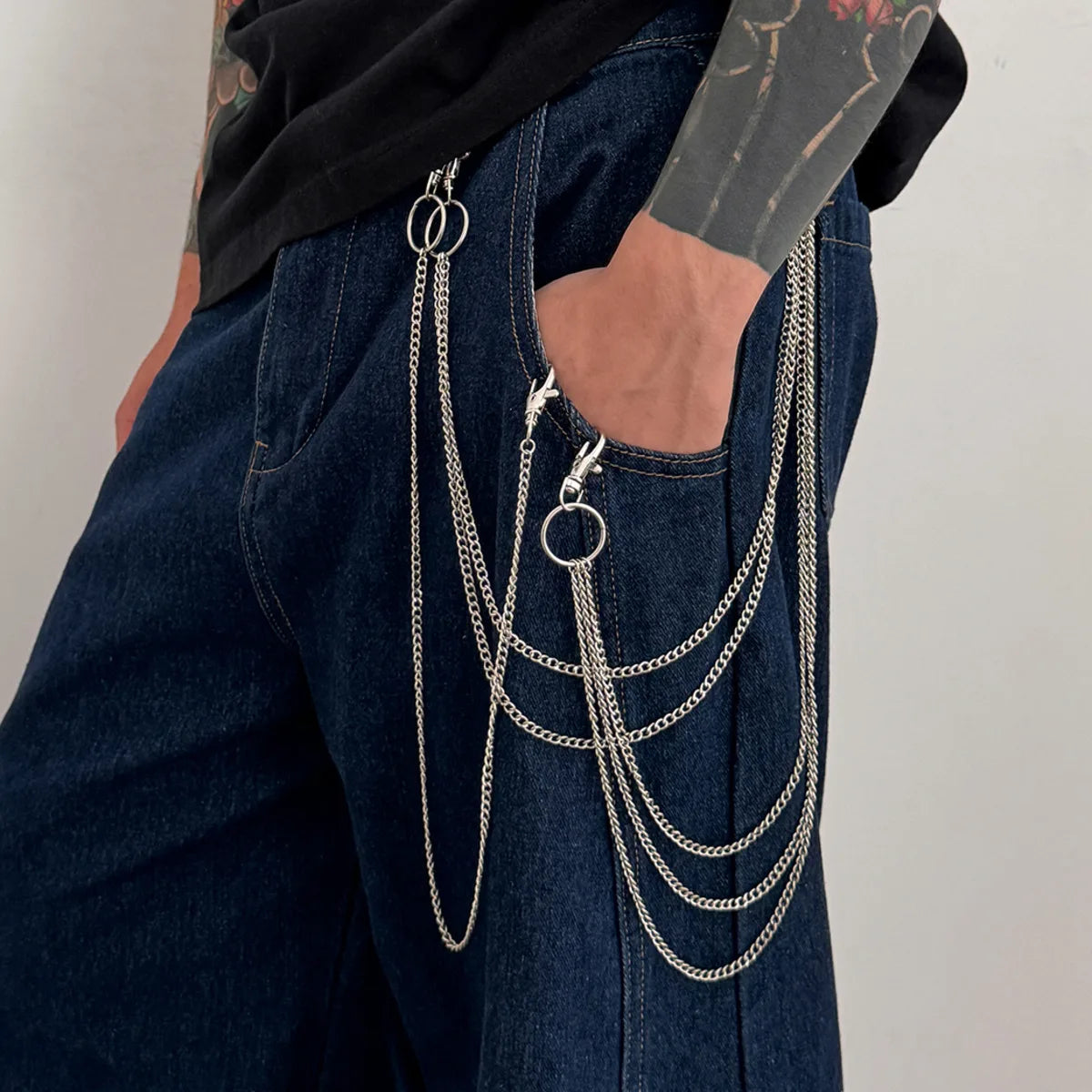 3Pcs/Set Hip Hop Multilayer Metal Keychain Waist Belts Chain for Women Men Punk Trousers Pants Chain Street Jewelry