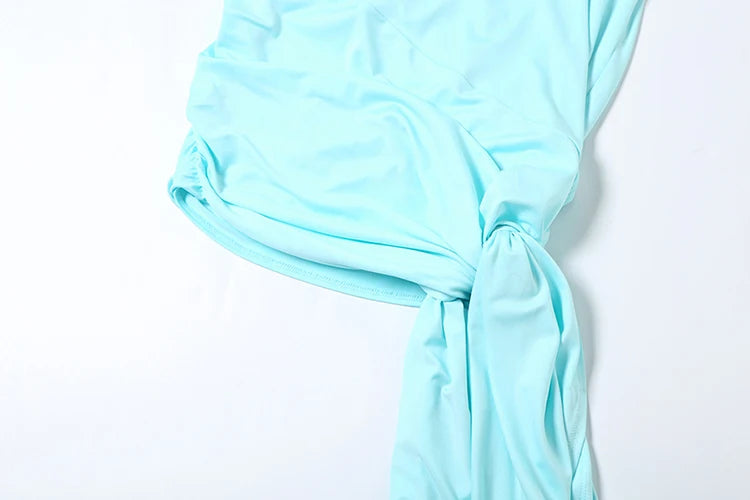 Side Split Sexy Dress Women Multilayer Knot Ribbon Halter Swing Collar Backless Sleeveless 2 Ways Wear Trend Bodycon