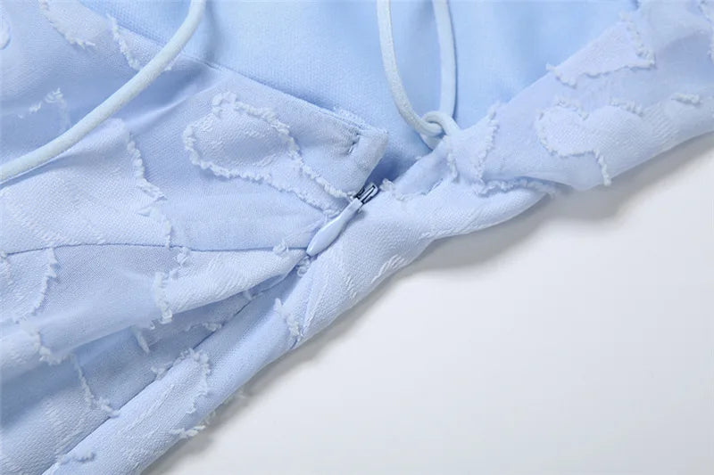 Lace Up Backless Fishtail Maxi Dresses for Woman Blue Dress Elegant Party Outfits Summer 2025