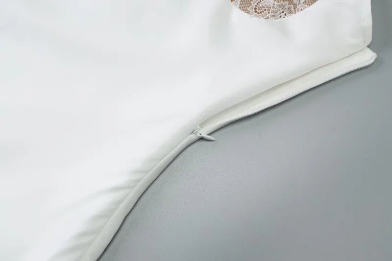 Deep V Neck Backless Sundresses for Woman Summer Sexy Satin White Slip Dress