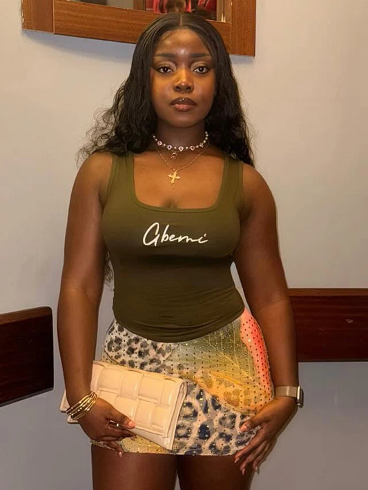 Rhinestones Leopard Print Skirts Women Wild Basic Wild Summer Trend Y2K Hottie Sexy Skinny Party Clubwear Mini Bottom