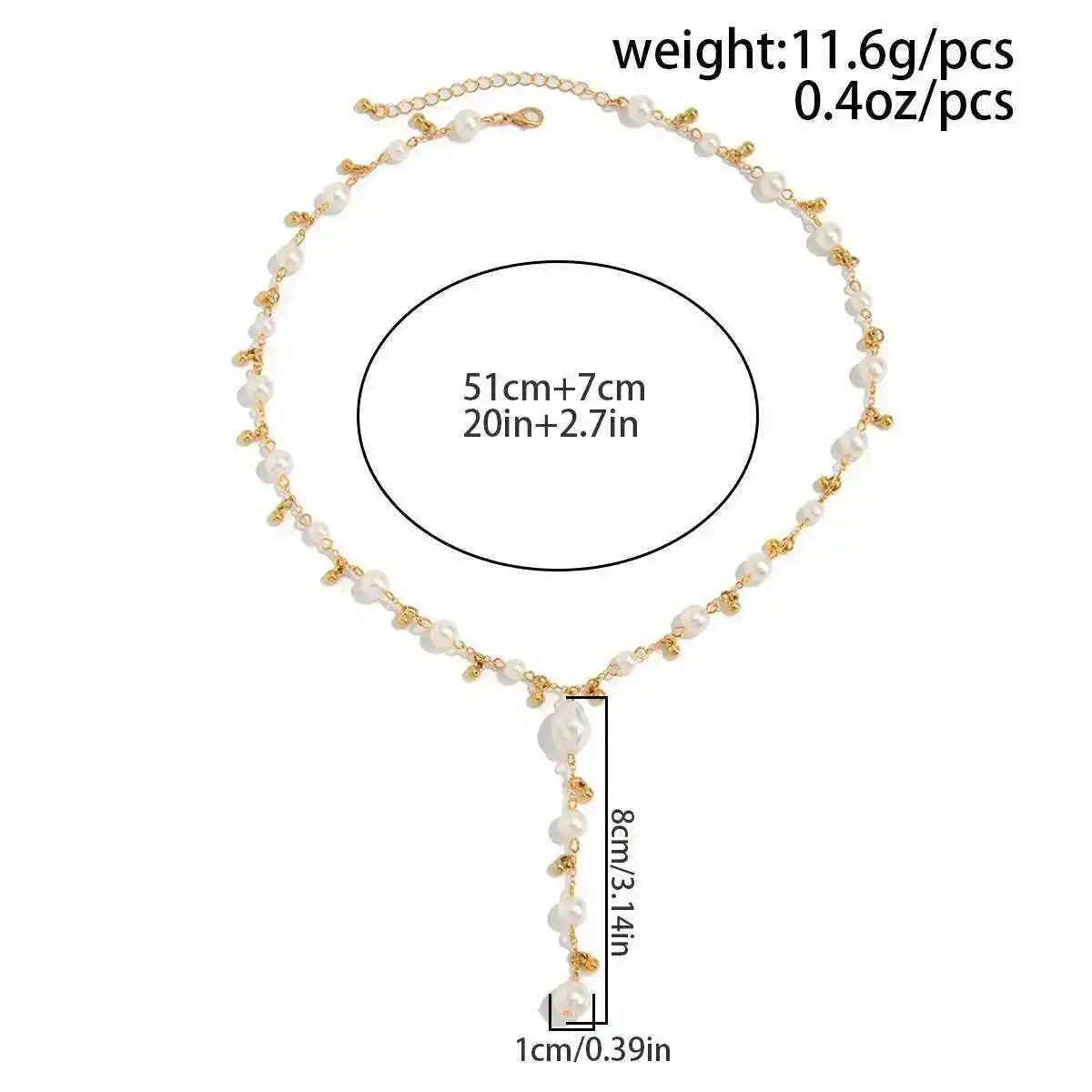 2025 Trendy Elegant Imitation Pearls Choker Necklaces Women Bohemia CCB Beaded Long Y-Shaped Pendant Necklace Jewelry