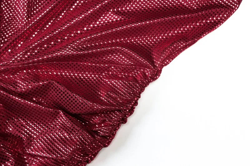 Spaghetti Strap Backless Ruched Maxi Dress Burgundy Black Sparkling Birthday Dresses Luxury Evening Gown