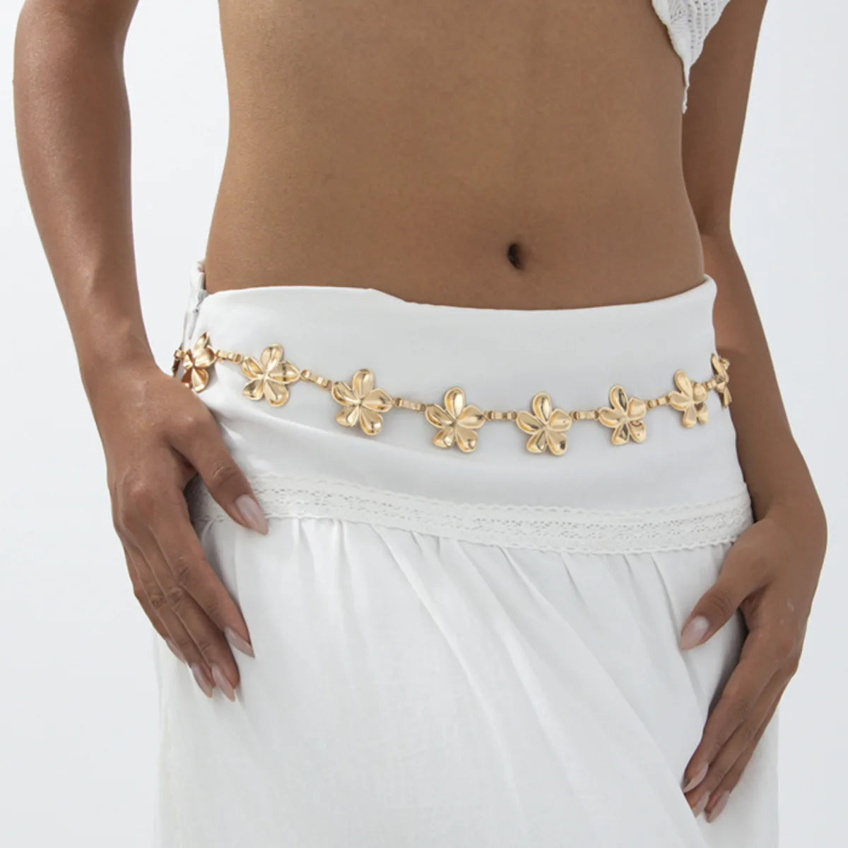2 Styles Creative Exquisite Metal Flower Jeans Dress Waist Chain for Women Summer Bikini Sexy Belly Chain Charm Jewelry