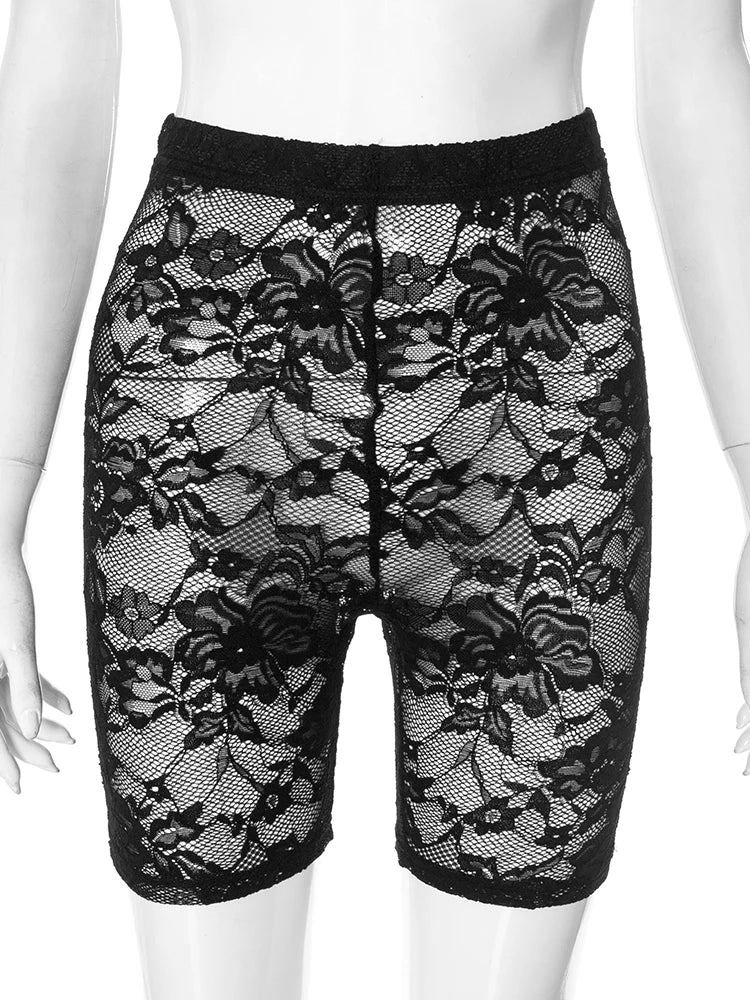 Sexy See Through Shorts Women Mesh Jacquard Skinny Peach Hip Bottom Hottie Party Hipster Coquettish Clubwear Outfits