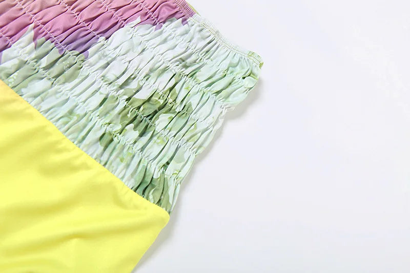 Women Two Piece Set Floral Printed Halter Crop Top and Split Long Skirt Sets Sexy Beach Vacation Outfits