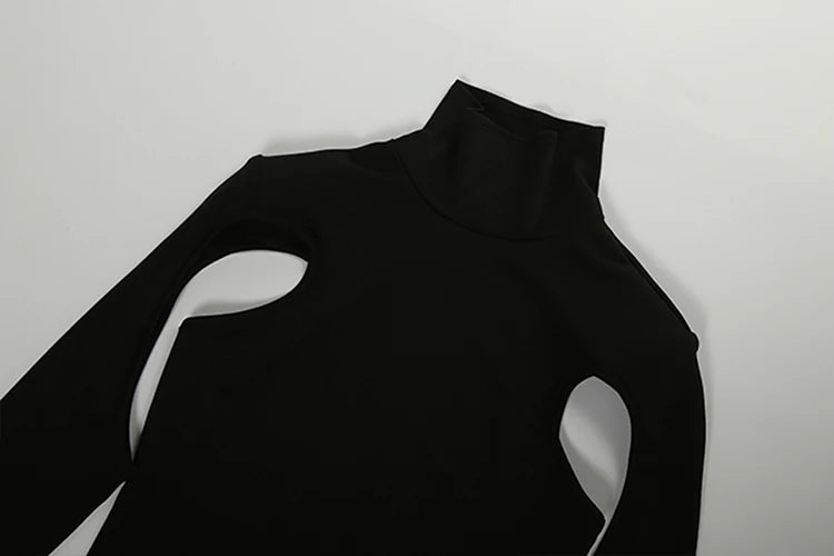 Sexy Irregular Hollow Dress Women Asymmetrical Zip New Style Trend Fashion Elegant Stretch Skinny Street Maxi Bodycon