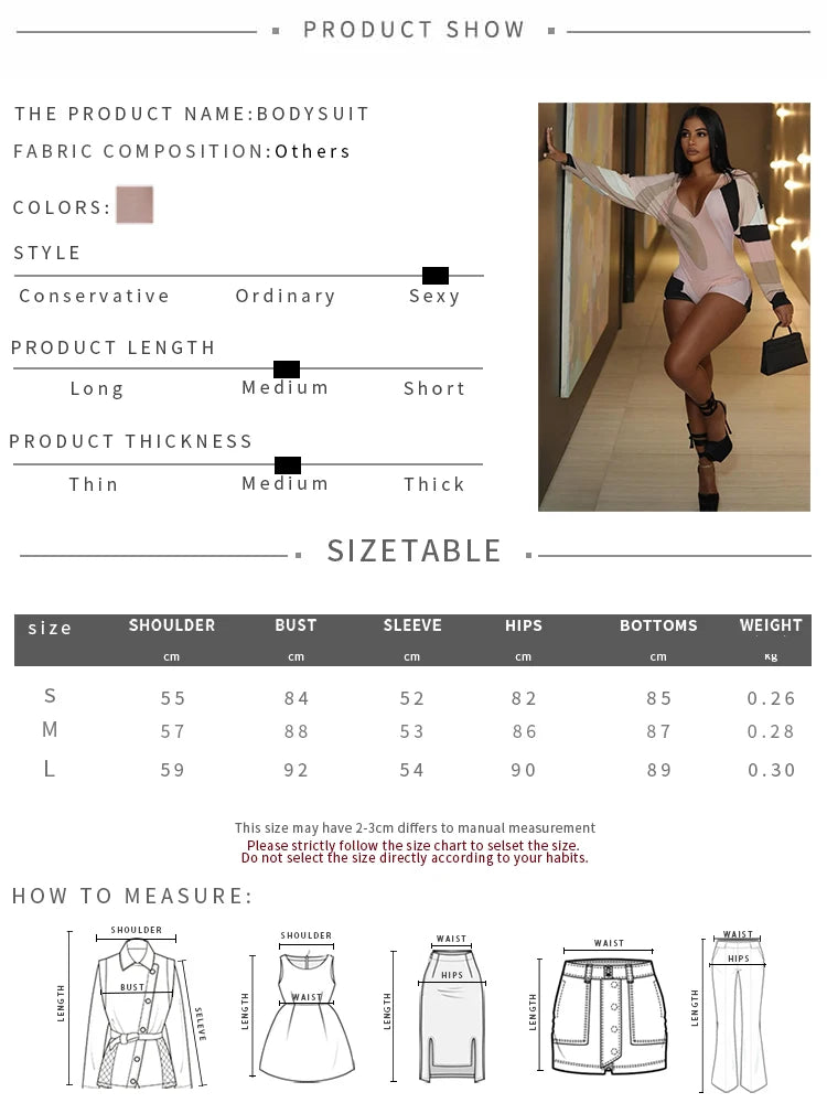 Fashion Contrast Patchwork Design Romper Woman Autumn New Style Low-Neck Full Sleeve Skinny Stretch Hottie Sexy Playsuits