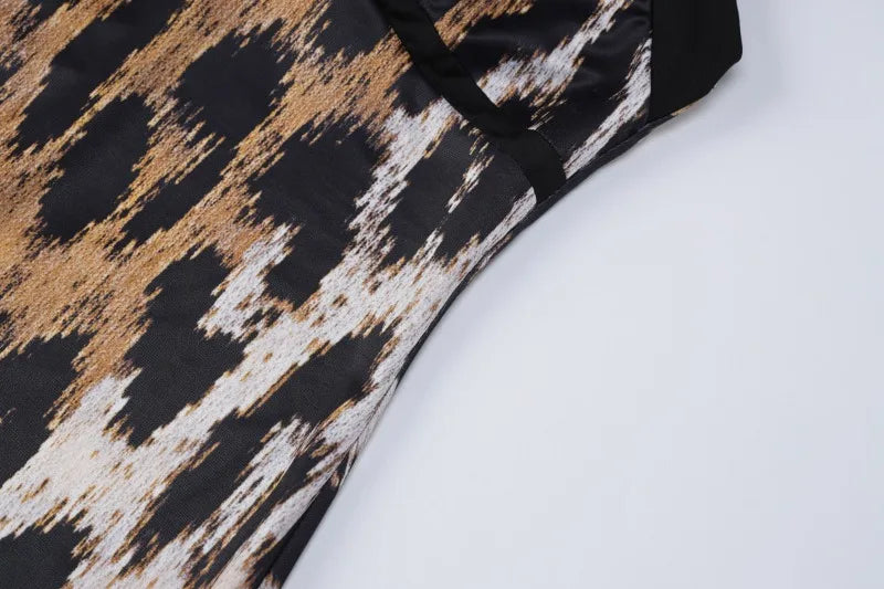 Sexy Leopard Print Long Dresses for Woman Sexy Cross Halter Backless Bodycon Dress Party Club Outfits