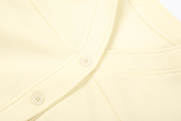 Casual Tracksuits 2Piece Set V-Neck Single Breasted Jacket+Drawstring Pants Matching Simple Streetwear Sporty Outfits