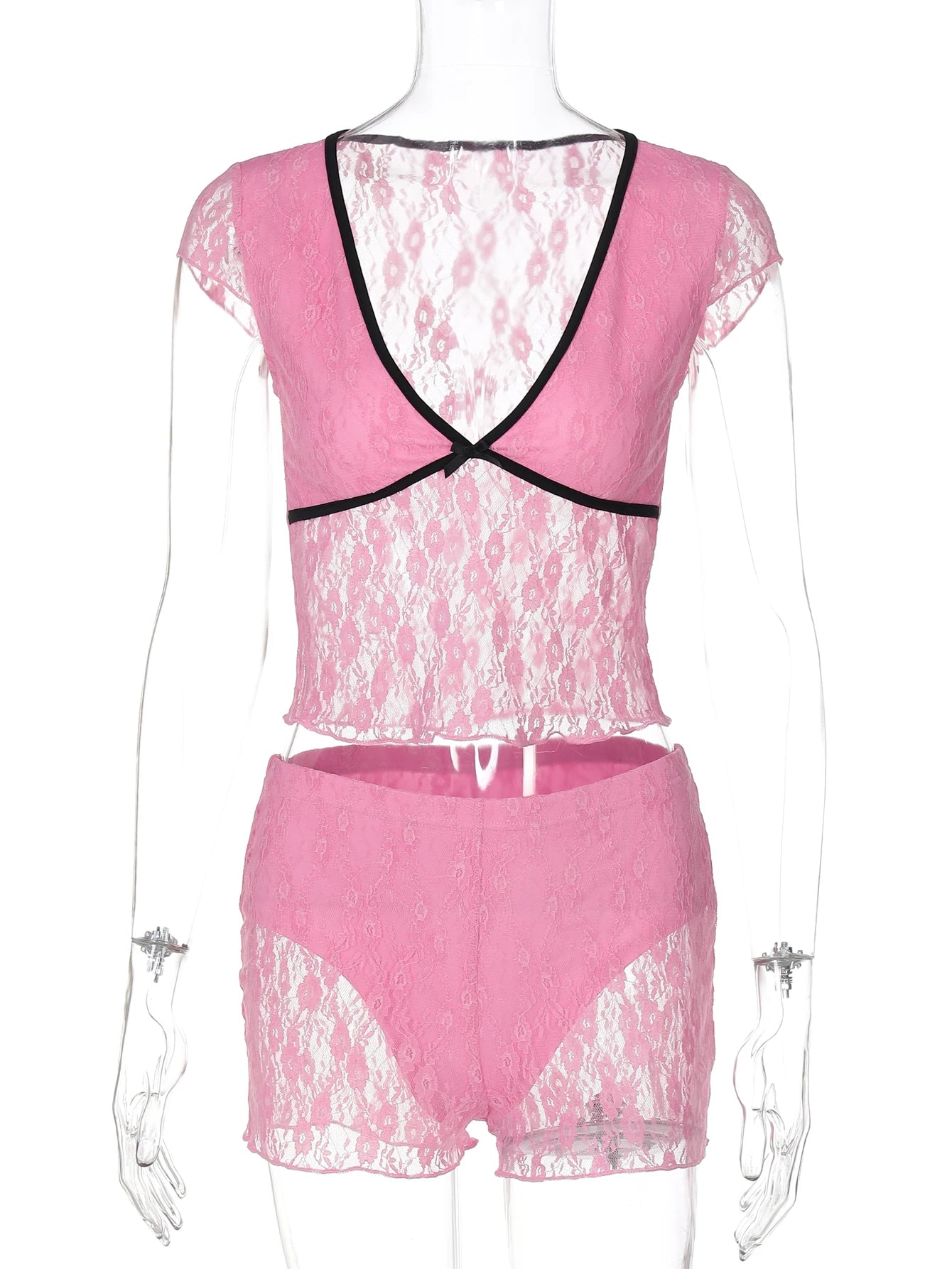 Patchwork Sexy 2 Piece Set Women Y2K V-Neck Jacquard Crop Tops+Shorts Midnight Matching Hipster Summer Trend Clubwear