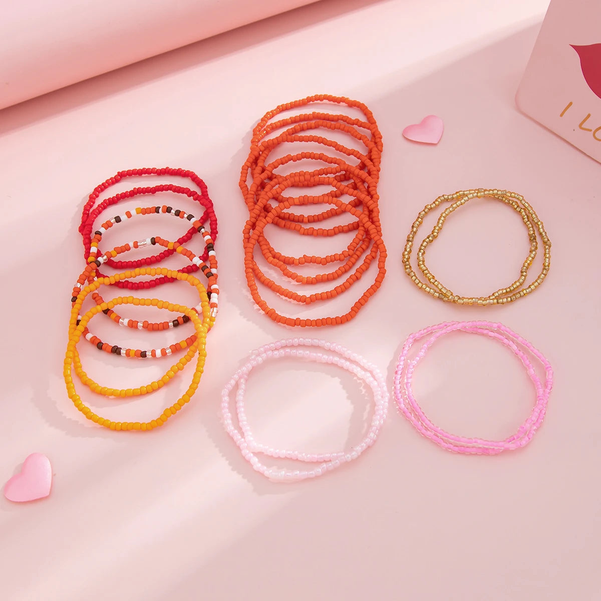 20Pcs/Set Boho Colorful Seed Beads Chain Bracelets Anklet for Women Summer Beach 2025 New Fashion Y2K Kpop Jewelry Gift