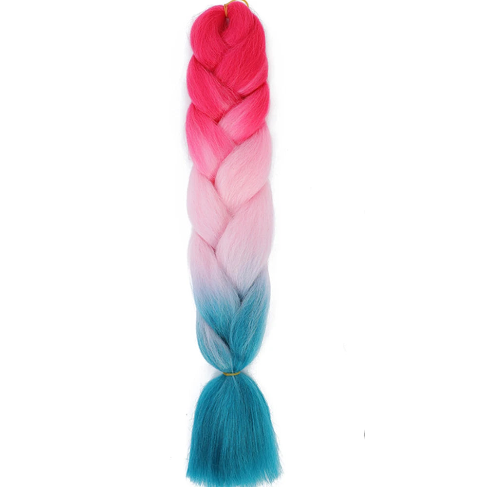 24 Inch Jumbo Box Braids Extensions Synthetic Braiding Hair DIY Hair Braids For Children Pink Purple Yellow Gray