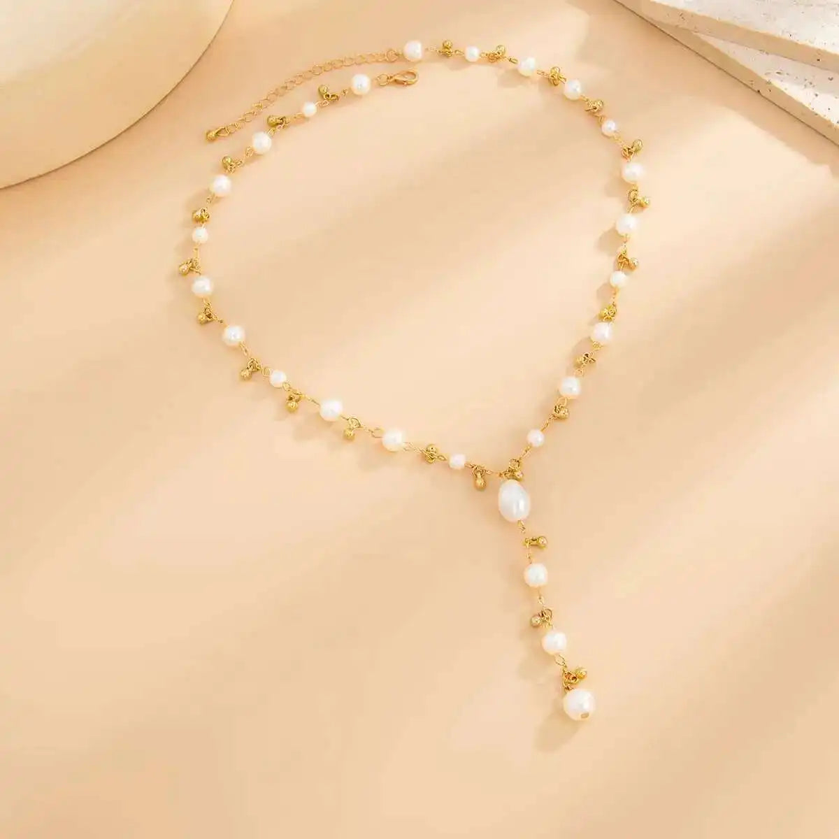 2025 Trendy Elegant Imitation Pearls Choker Necklaces Women Bohemia CCB Beaded Long Y-Shaped Pendant Necklace Jewelry