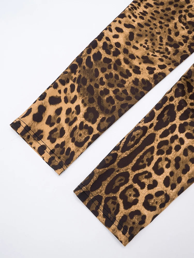 Leopard Print Women Leggings Widewaist Fashion Skinny Sexy Streetwear Classic Tight Skinny Workout Stretch Long Pants